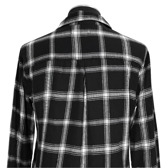 Hollister - Black and White Plaid Flannel Button Down Shirt - Small - Picture 6 of 8